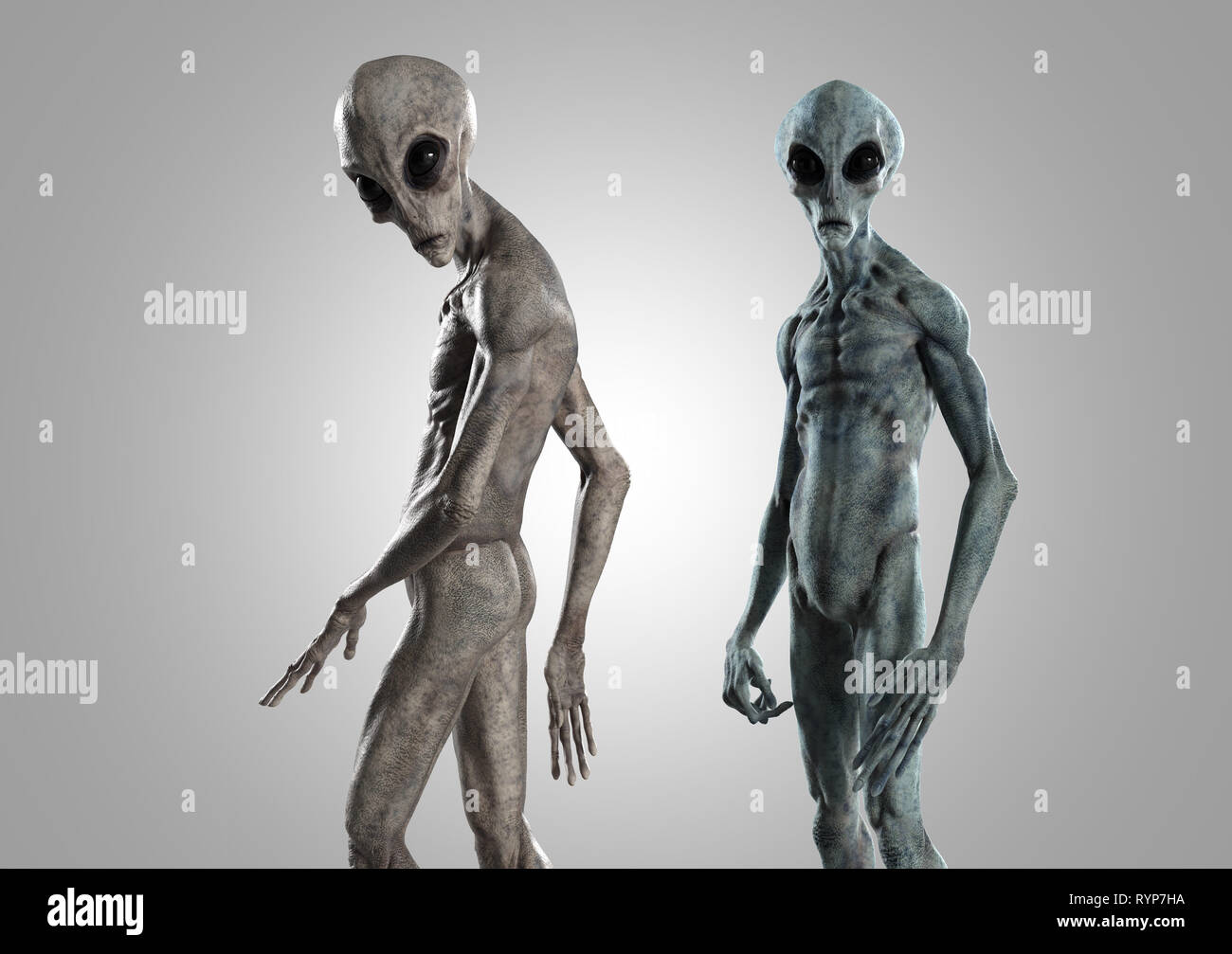 Aliens isoliertes 3d-Rendering Stockfoto