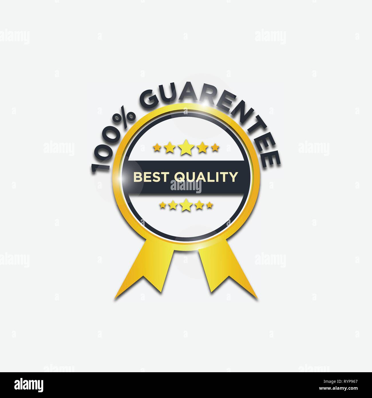 Beste Qualität garantiert Gold Label und Abzeichen ribbon vektor design Stock Vektor