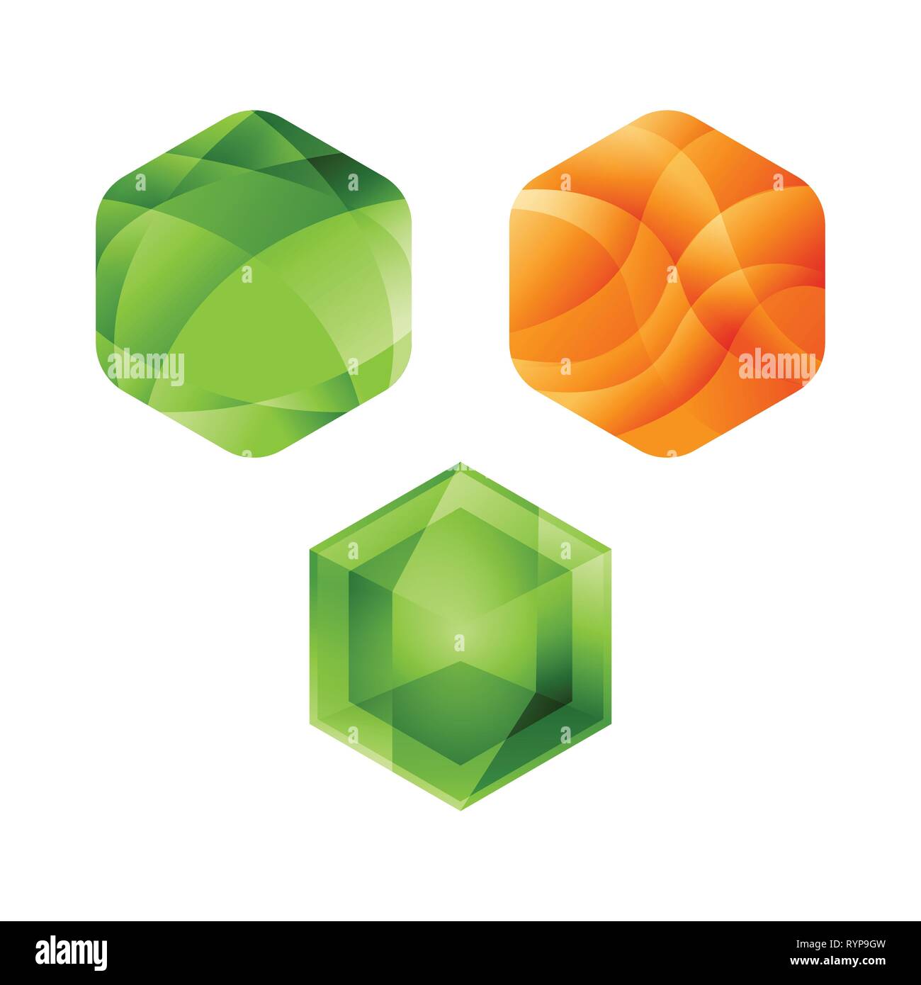 Verschiedene Hexagon-Branding hexagon Vektor logo Konzept Abbildung. Hexagon geometrische vieleckige Logo Stock Vektor