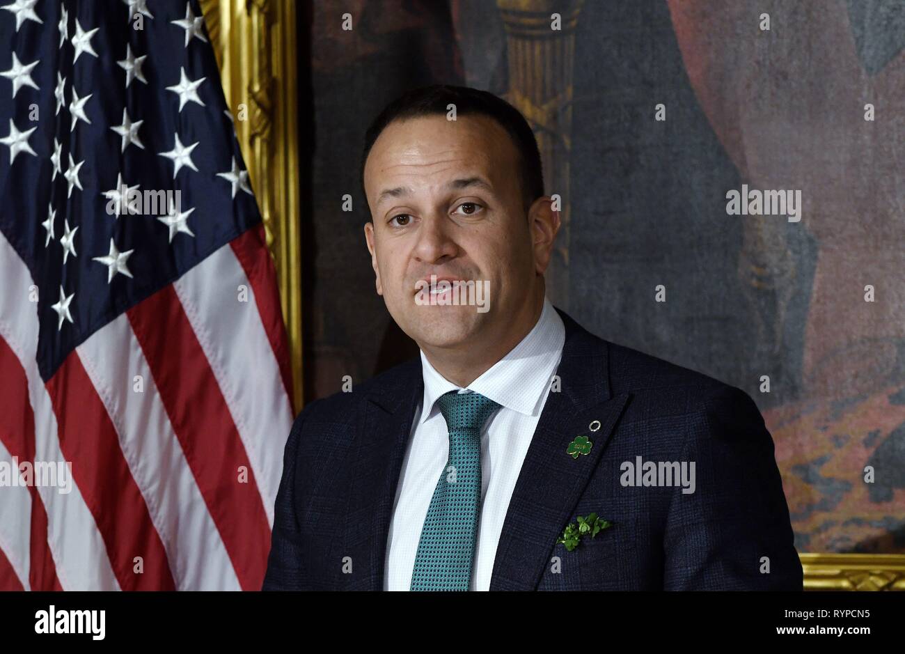 Washington, DC, USA. 14 Mär, 2019. Leo Varadkar, der irische Premierminister spricht während die Freunde von Irland Mittagessen im Kapitol in Washington, DC, USA, am Donnerstag, dem 14. März 2019. Credit: Olivier Douliery/Pool über CNP | Verwendung der weltweiten Kredit: dpa/Alamy leben Nachrichten Stockfoto