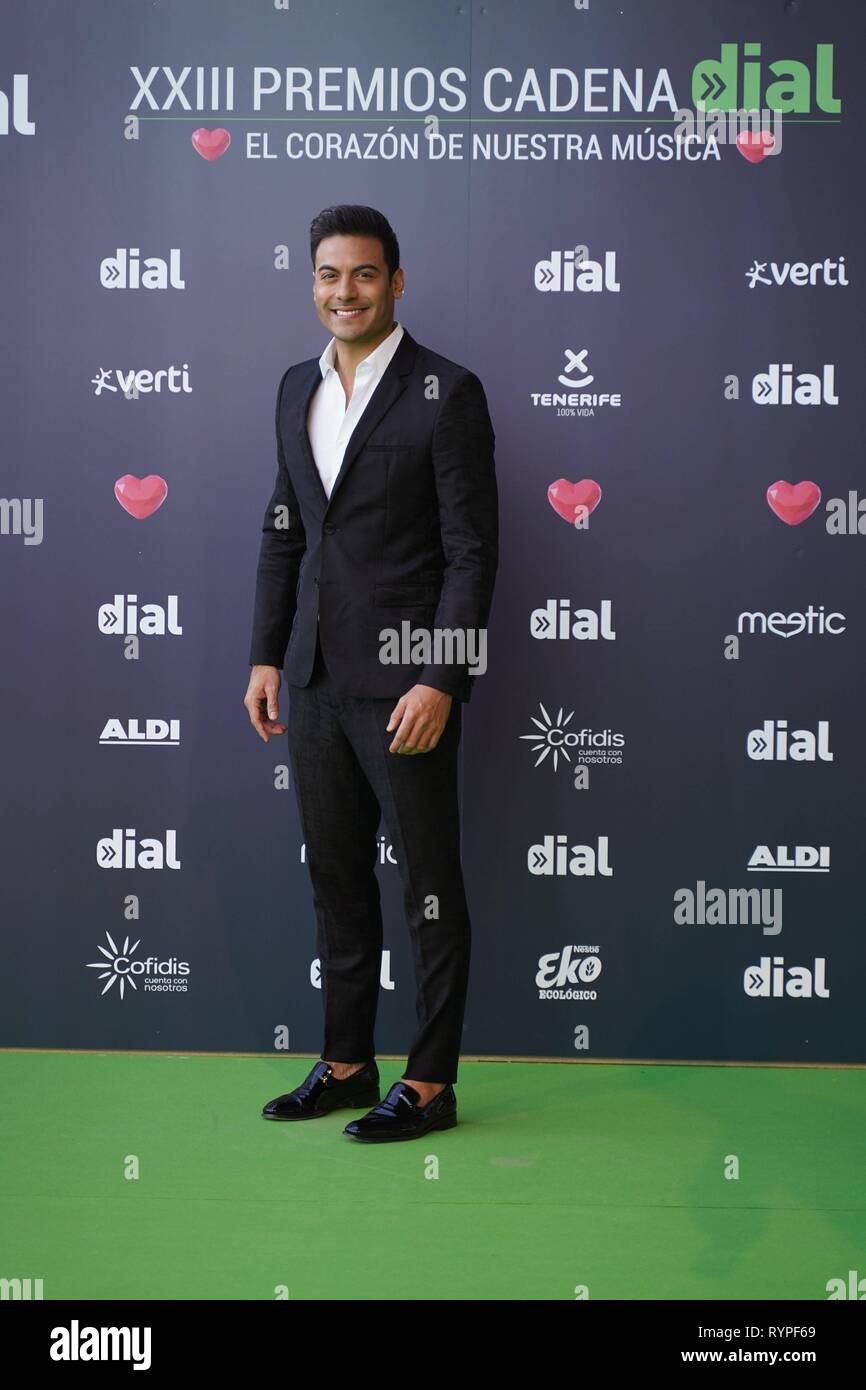 Während der 23. Ausgabe des Cadena Dial Auszeichnungen auf Teneriffa Donnerstag, 14. März 2019. Cordon drücken Sie Stockfoto