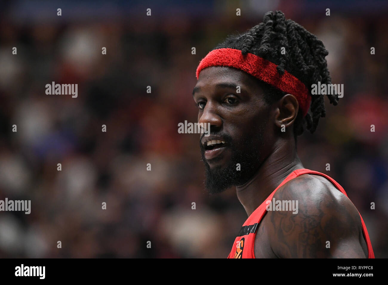 Foto Claudio Grassi/LaPresse 14 Marzo 2019 Assago (MI) Italia sport Warenkorb AX Armani Exchange Olimpia Milano vs Olympiakos Piräus Pireo - Turkish Airlines Eurolega 2018/2019 - Mediolanum Forum. Nella Foto: Briante Weber (#2 Olympiakos Piräus Pireo) Foto Claudio Grassi/LaPresse März 14, 2019 Assago (MI) Italien sport Warenkorb AX Armani Exchange Olimpia Mailand vs Olympiakos Piräus Piräus - Turkish Airlines EuroLeague 2018/2019 - Mediolanum Forum. Im Bild: Briante Weber (#2 Olympiakos Piräus Pireo) Stockfoto