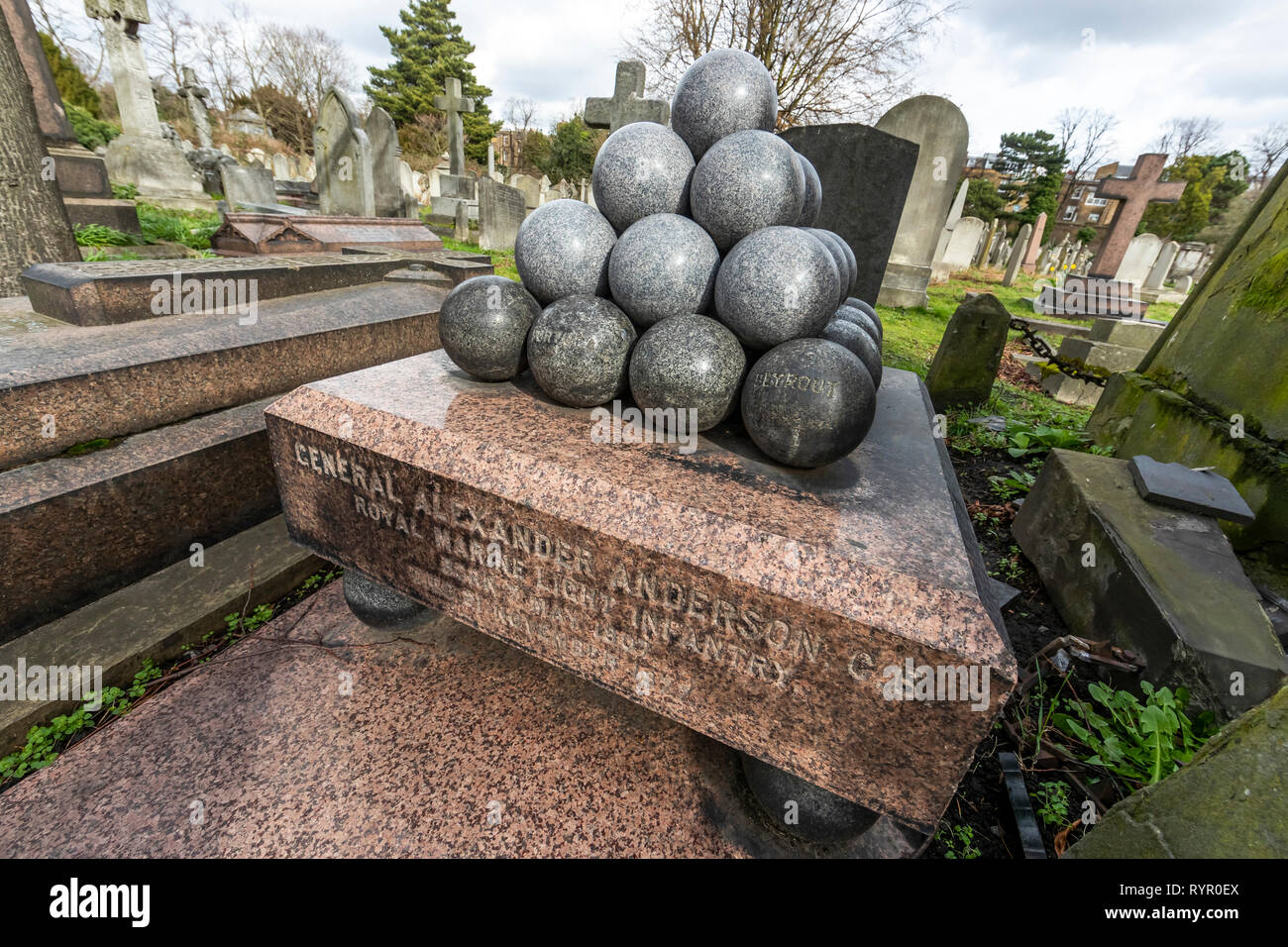Brompton Friedhof. Im Jahre 1840 als kommerzielle Friedhof eröffnet wurde, gibt es nur sehr wenige Arme hier begraben. London. Großbritannien Stockfoto