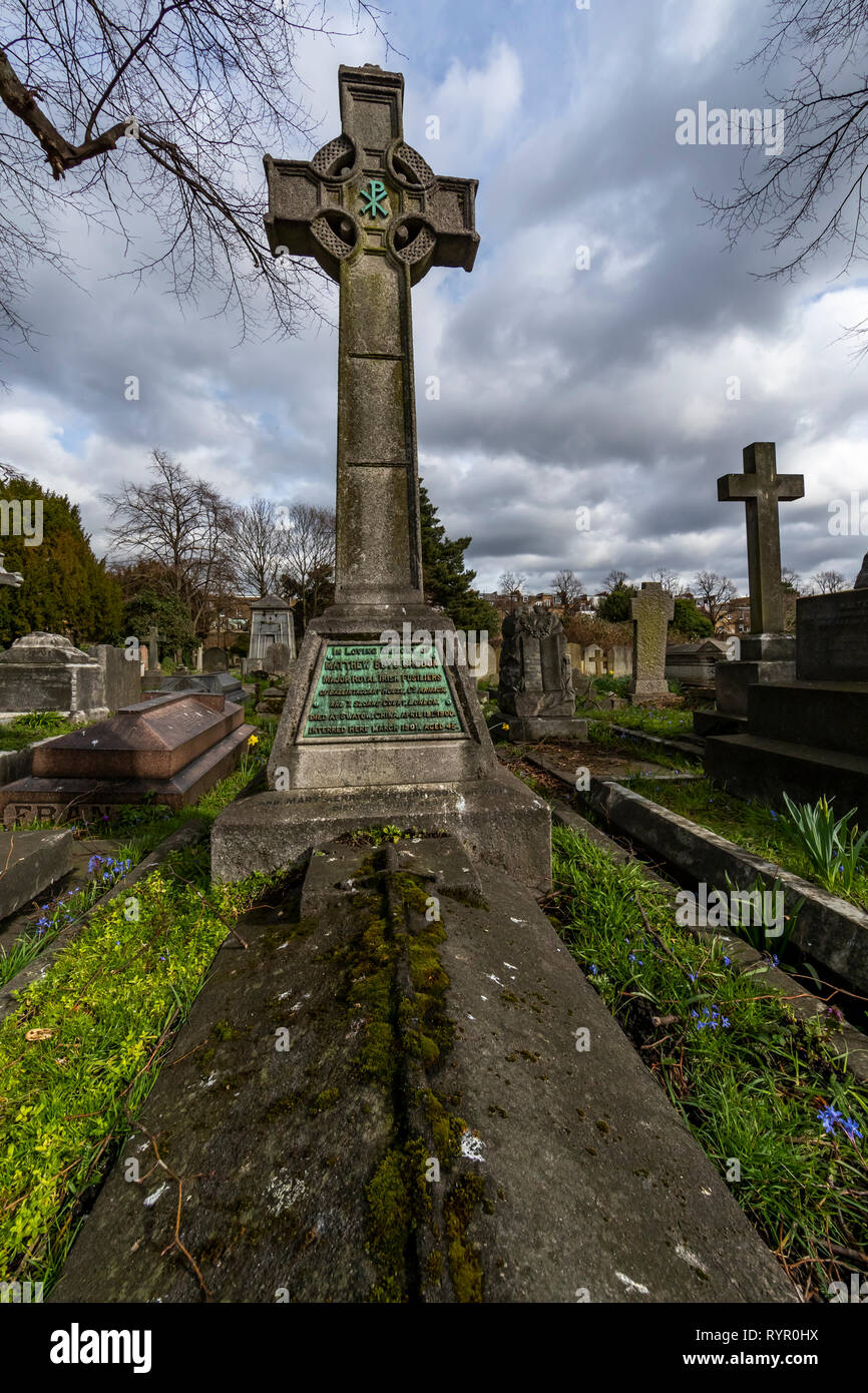 Brompton Friedhof. Im Jahre 1840 als kommerzielle Friedhof eröffnet wurde, gibt es nur sehr wenige Arme hier begraben. London. Großbritannien Stockfoto