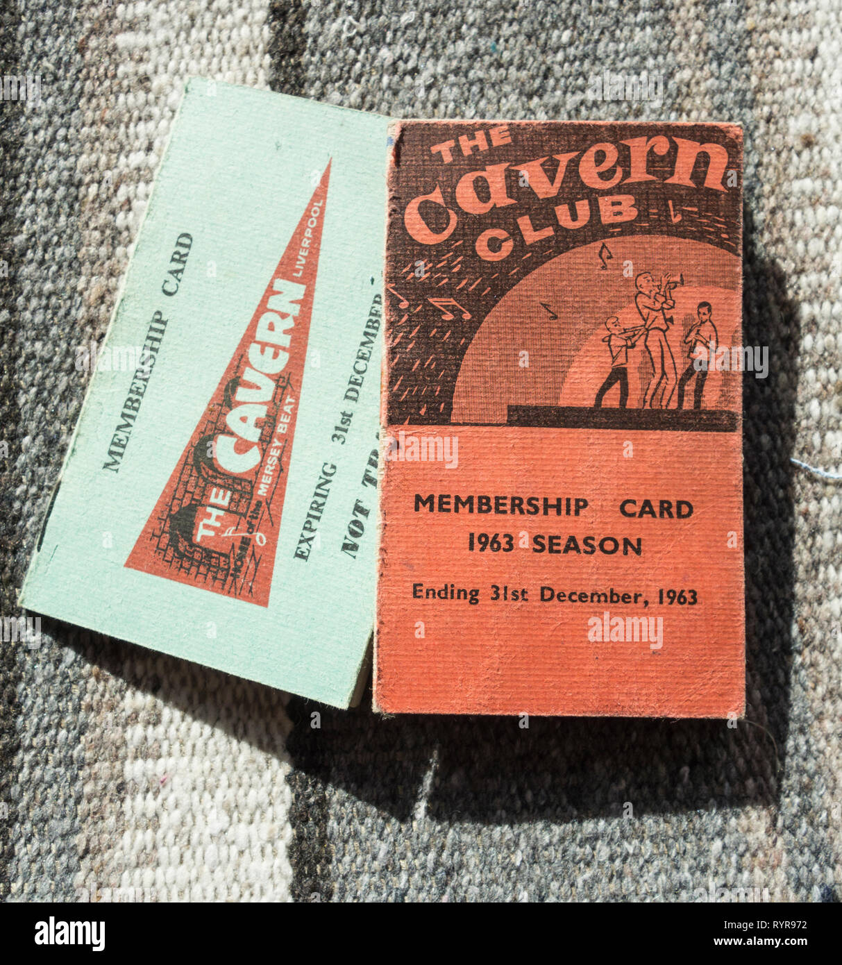 Cavern Club Membership Cards, 1963 in Liverpool, Großbritannien Stockfoto