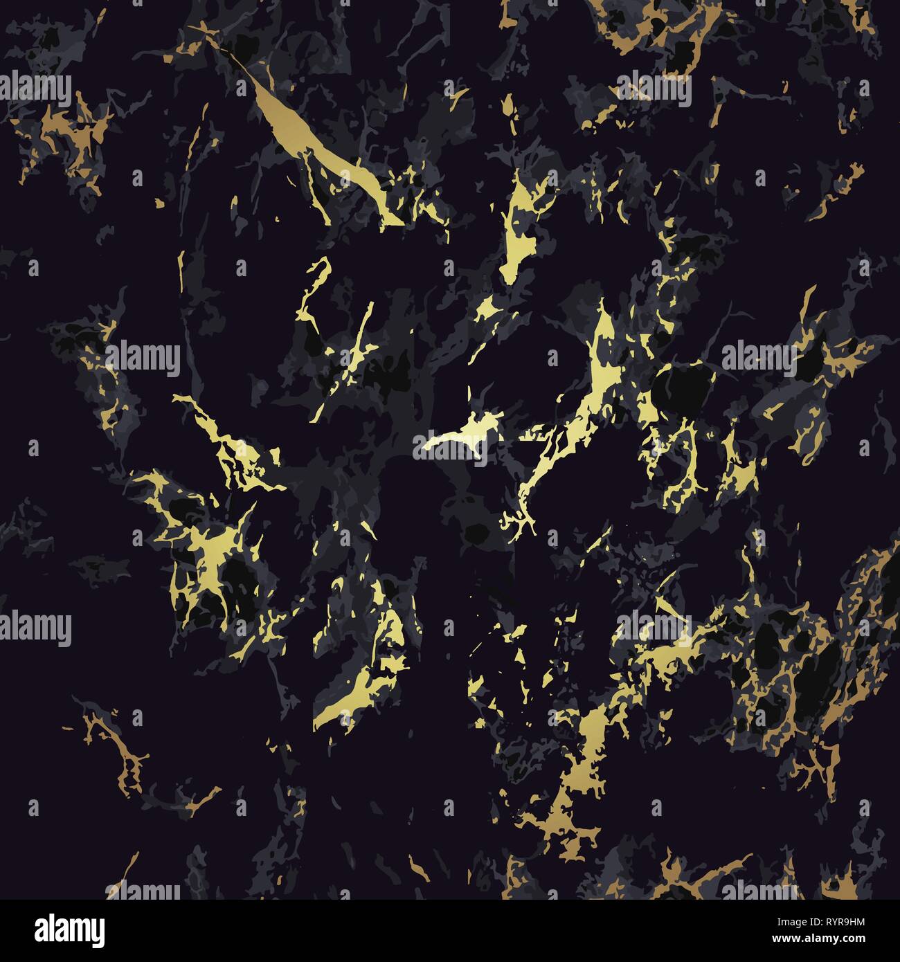 Schwarz und gold Marmor nahtlose Textur. Muster Stock Vektor