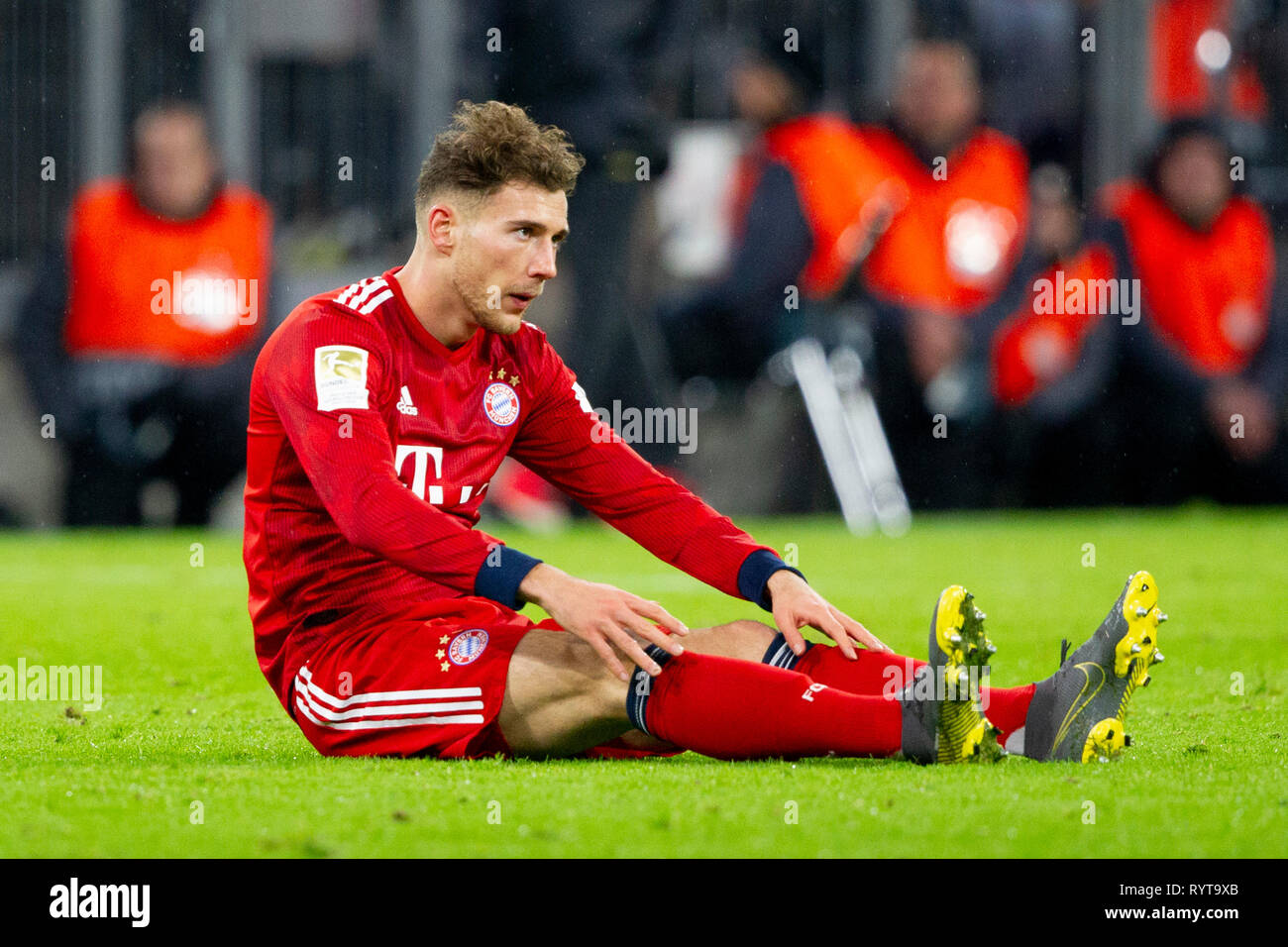 Enttäuschung, EIN¶ Leon Goretzka (18, M). Fußball, FC Bayern München (M) - Liverpool (LIV) 1:3, UEFA Champions League, Saison 2018/2019, Runde 16, Rueckspiel, 13.03.2019 in Muenchen/ALLIANZARENA/Deutschland. € | Nutzung weltweit Stockfoto