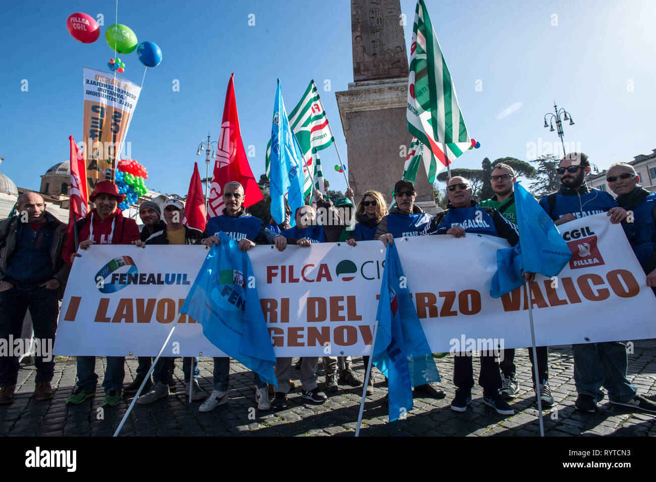 Foto Valerio Portelli/LaPresse 15-03-2019 Roma, Italia Manifestazione Lavoratori edili Cronaca Nella Foto: Manifestazione Lavoratori edili Foto Valerio Portelli/LaPresse vom 15. März 2019 Rom, Italien edil Arbeitnehmer manifestation News In der Pic: edil Arbeitnehmer Manifestation Stockfoto