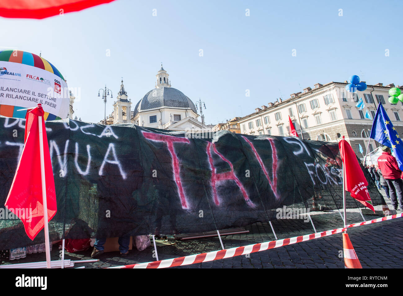 Foto Valerio Portelli/LaPresse 15-03-2019 Roma, Italia Manifestazione Lavoratori edili Cronaca Nella Foto: Manifestazione Lavoratori edili Foto Valerio Portelli/LaPresse vom 15. März 2019 Rom, Italien edil Arbeitnehmer manifestation News In der Pic: edil Arbeitnehmer Manifestation Stockfoto