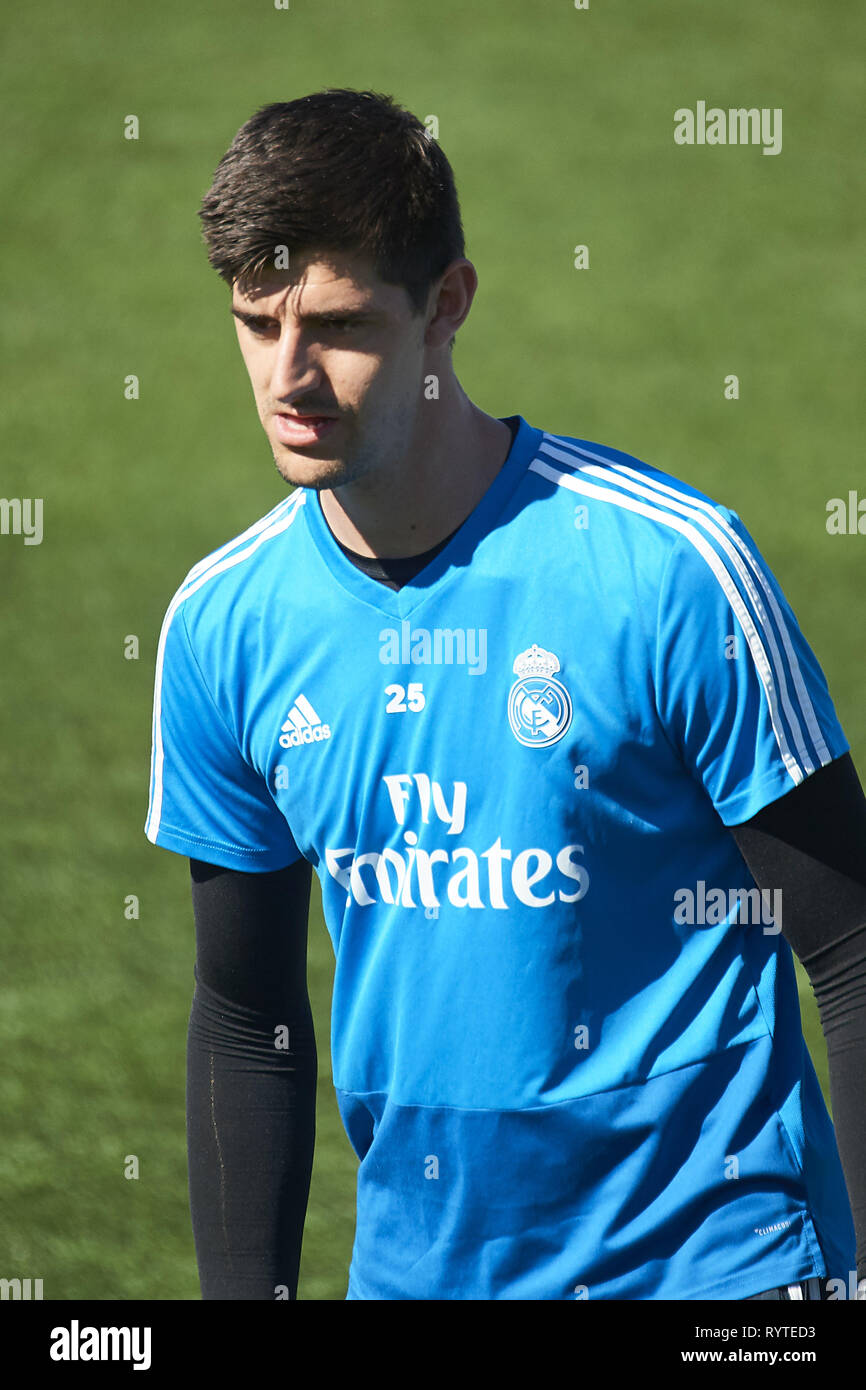 Madrid, Madrid, Spanien. 15 Mär, 2019. Thibaut Courtois (Torhüter; Real Madrid) während einer Trainingseinheit am Valdebebas Ausbildungsmöglichkeiten am 15. März 2019 in Madrid, Spanien Credit: Jack Abuin/ZUMA Draht/Alamy leben Nachrichten Stockfoto