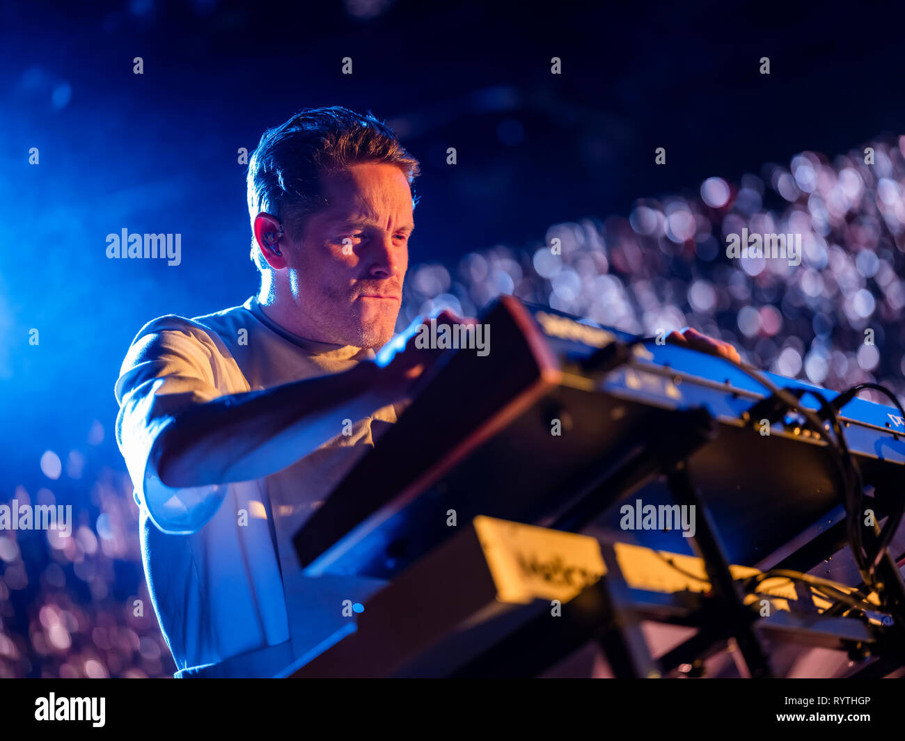 Bergen, Norwegen. 14 Mär, 2019. Norwegen, Bergen - März 14., 2019. Die norwegische indie pop band Highasakite führt ein Live Konzert an der USF Verftet in Bergen. (Foto: Gonzales Foto/Alamy leben Nachrichten Stockfoto