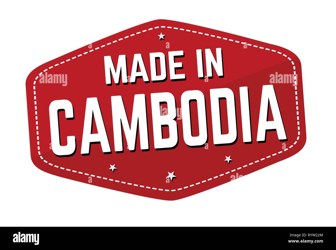 In Kambodscha Aufkleber oder Sticker auf weißem Hintergrund, Vektor, Abbildung Stock Vektor