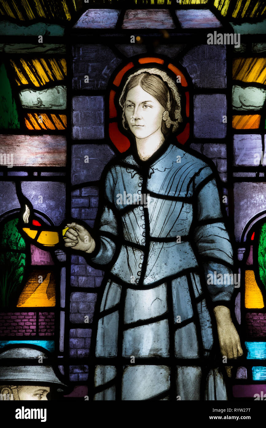 Malte & Bleiglas 'Lancet' Fenster Systemsteuerung auf Anzeige an der Florence Nightingale Museum. London. UK. (107) Stockfoto