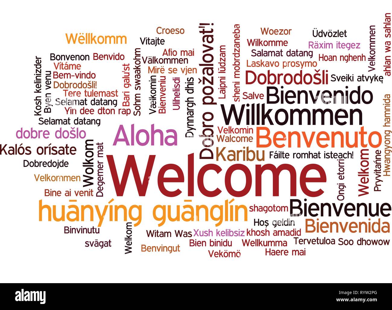 Wort Tag Cloud, zeigt "Willkommen", wie es in vielen Sprachen, Vector 10 ESP sagen Stock Vektor