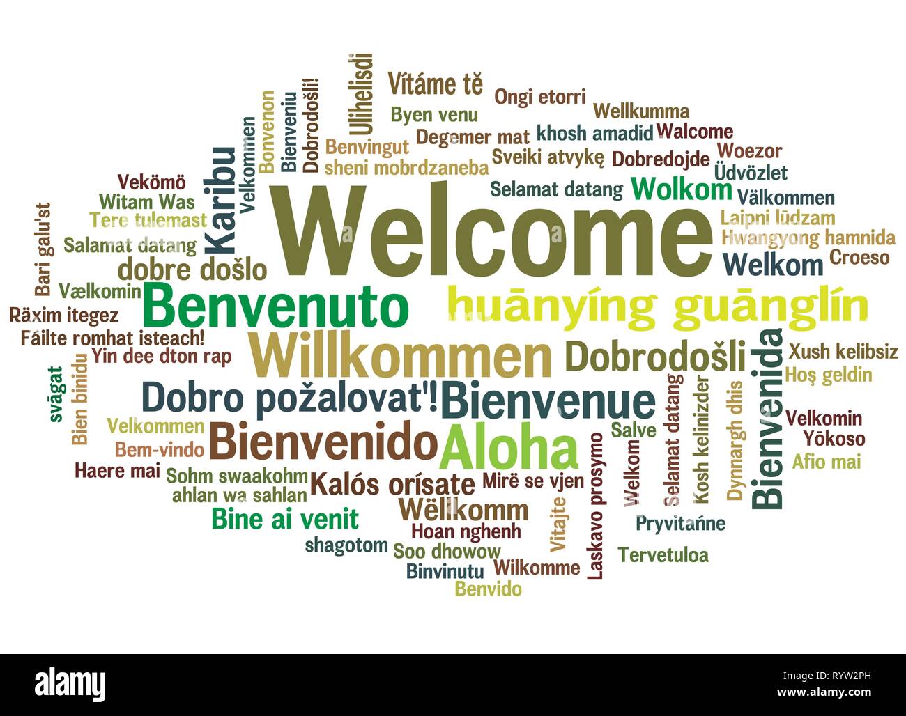 Wort Tag Cloud, zeigt "Willkommen", wie es in vielen Sprachen, Vector 10 ESP sagen Stock Vektor