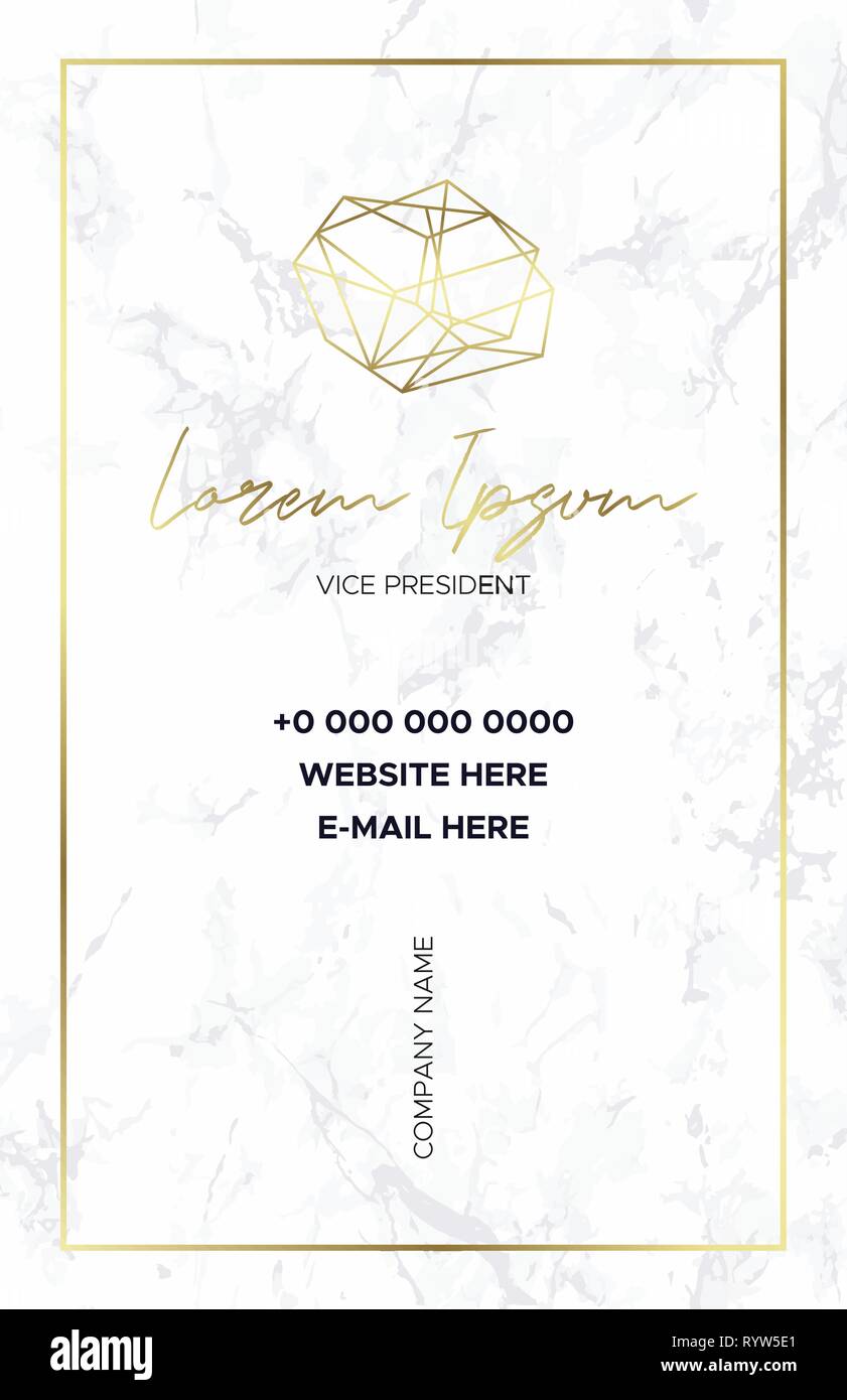 Marmor Visitenkarte mit einem gold Crystal Logo Stock Vektor