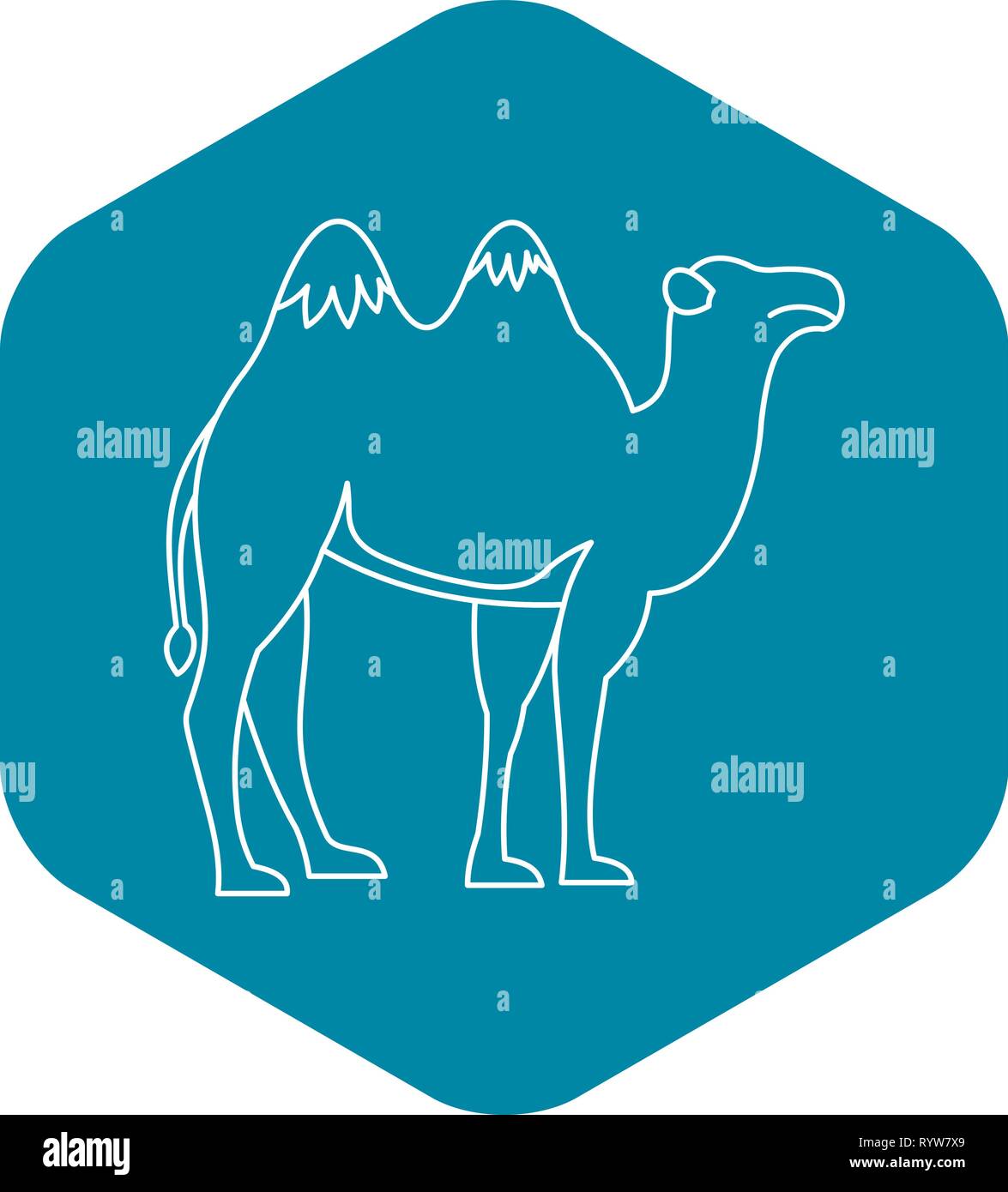 Kamel-Symbol, Umriss-Stil Stock Vektor