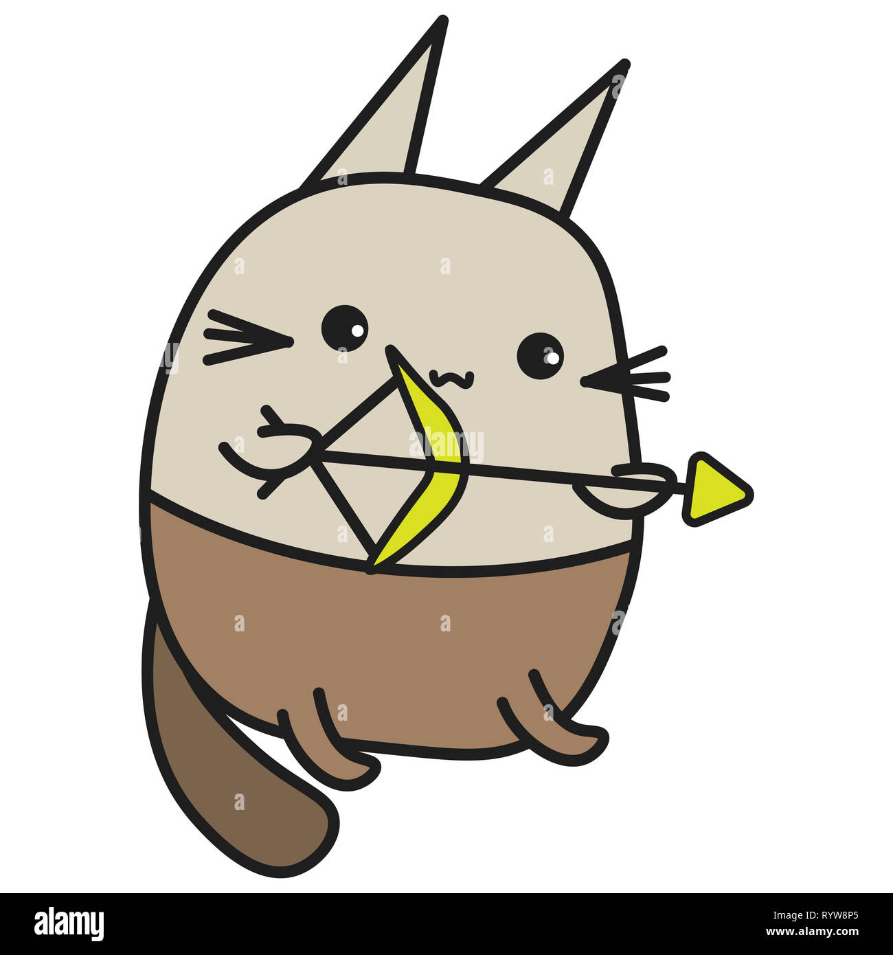 Bunny ist ein Sternzeichen Schütze in einem Cartoon Stil. Abbildung auf weißen Hintergrund. Stockfoto