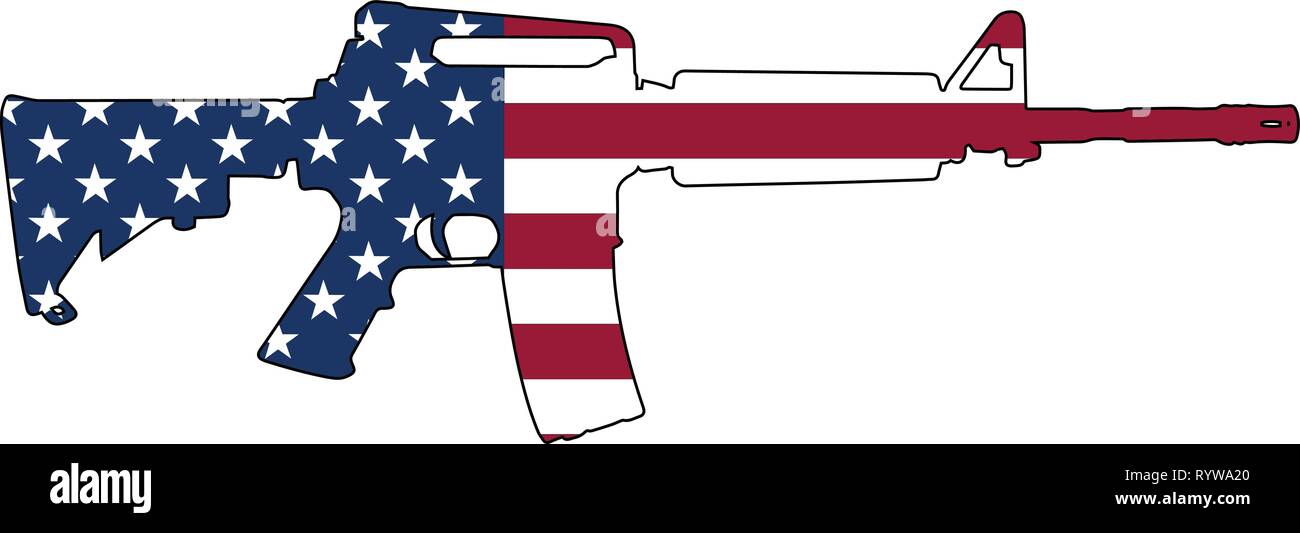 Amerikanische Flagge Gun halbautomatische Gewehr isoliert Vector Illustration Stock Vektor