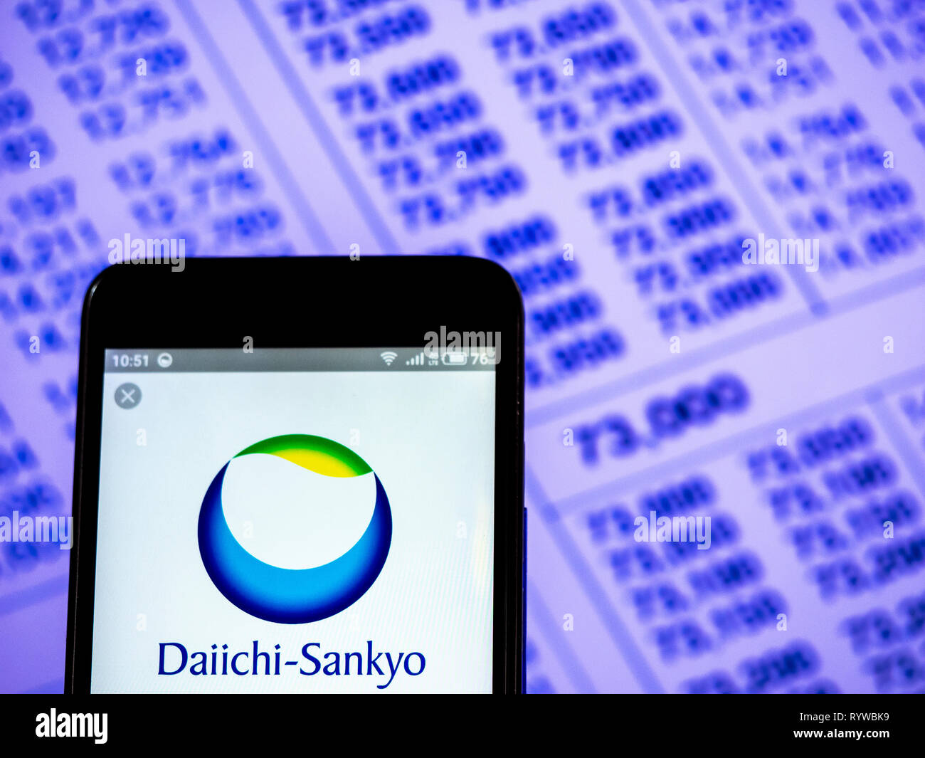 Daiichi Sankyo Company, Limited Company Logo auf Smart Phone gesehen angezeigt. Stockfoto