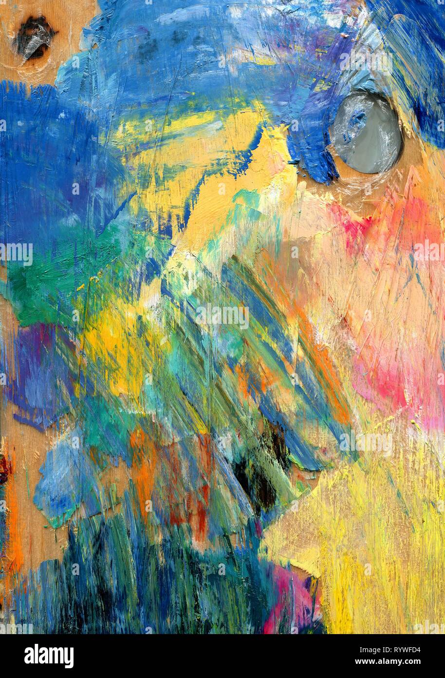 Zusammenfassung Hintergrund. Bunte Palette. Mehrfarbige Pinselstriche Ölfarben. Gezeichnet von Hand. Stockfoto