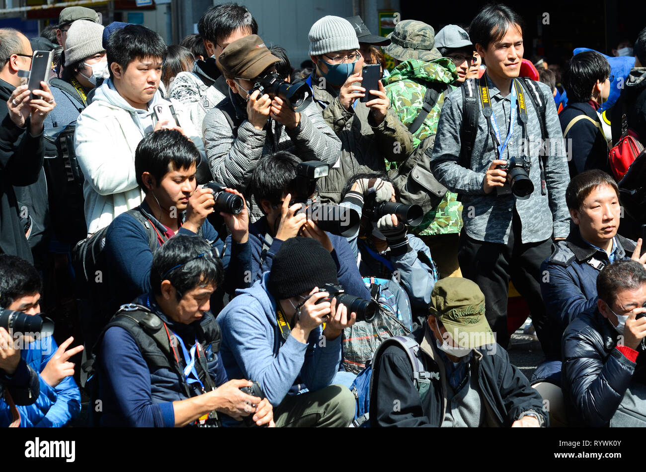Hobby Fotografen in Osaka, Japan. Stockfoto