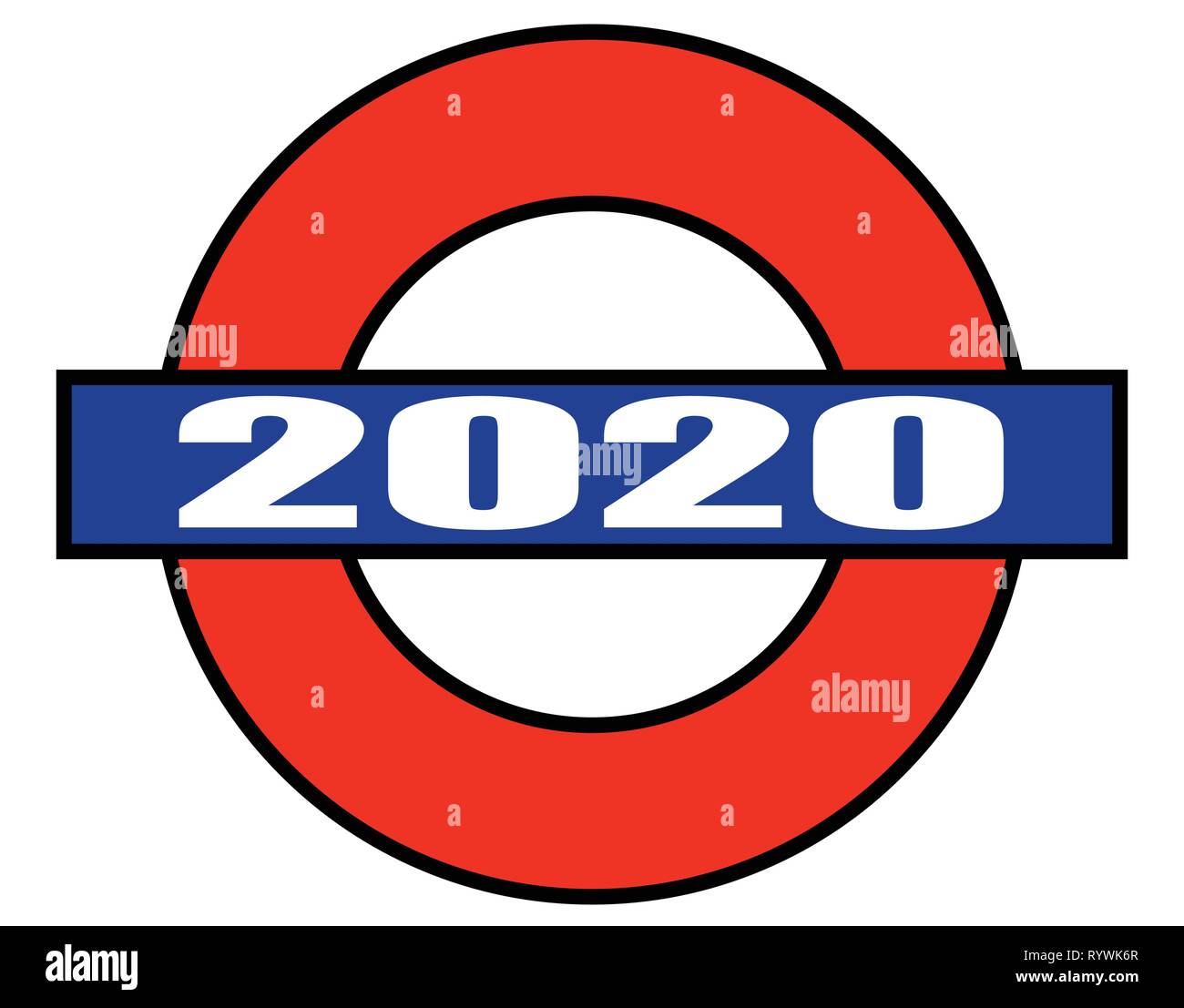 Eine Darstellung der Londoner U-Bahn, aber mit einem 2020 Platte Stock Vektor