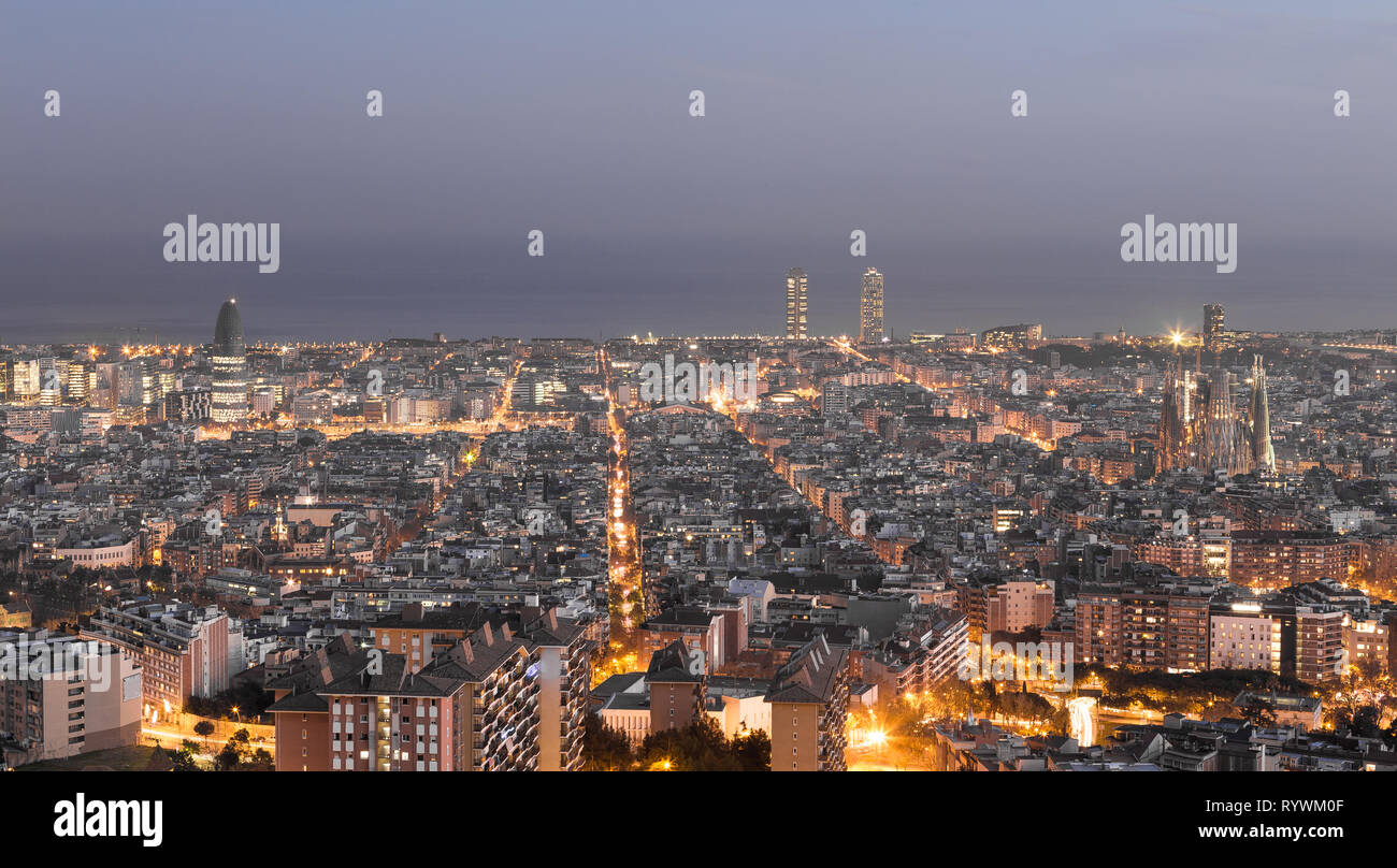 Die Skyline von Barcelona panorama Barcelona Spanien Europa. Stockfoto