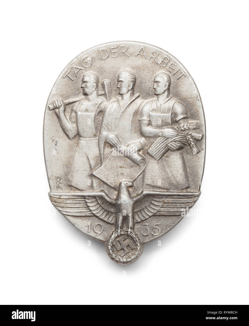 Weltkrieg zwei Deutsche Arbeitnehmer Medaille isoliert auf Weiss. Stockfoto