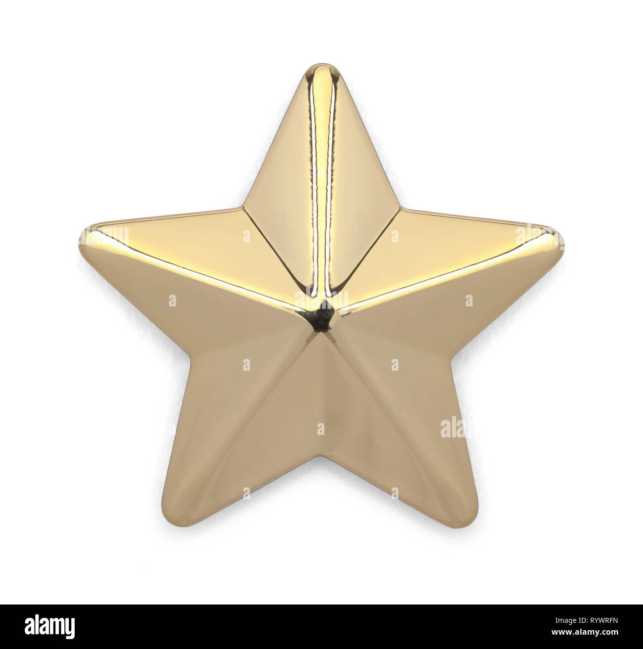 Metall Gold Star isoliert auf weißem Hintergrund. Stockfoto