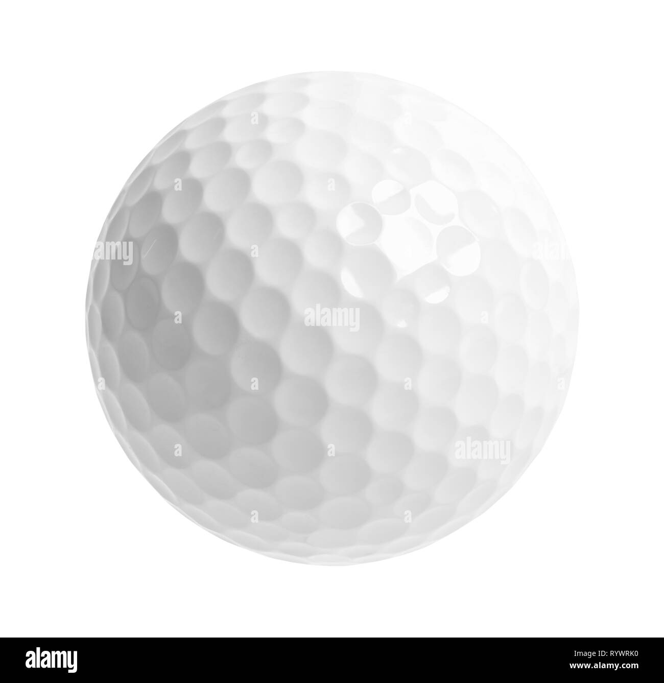 Leere Golf Ball schneiden Sie auf Weiß. Stockfoto