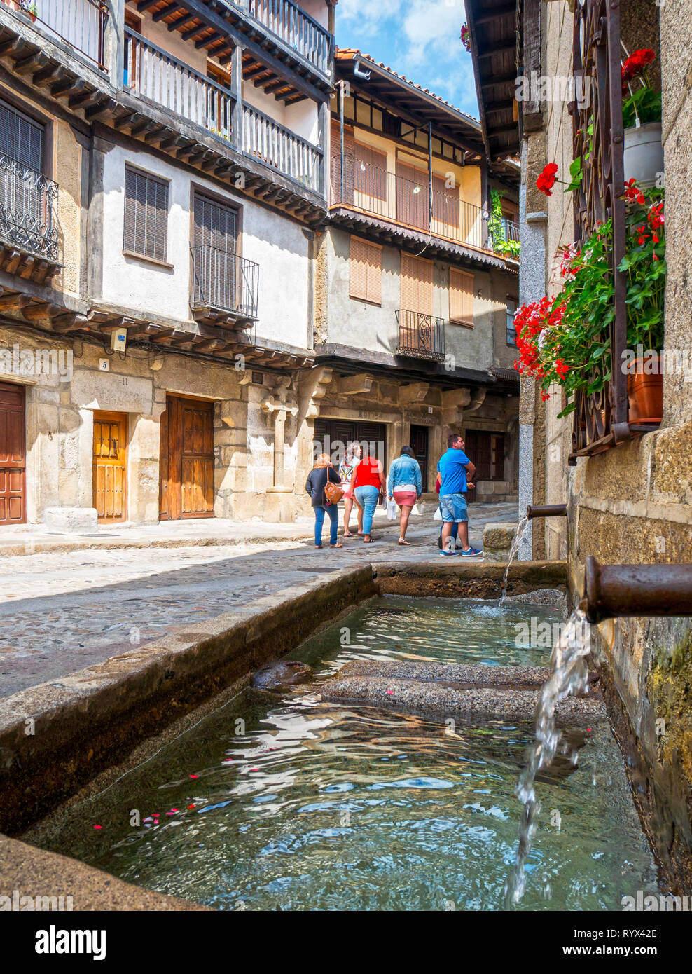 Calle típica de La Alberca. Sierra de Francia. Salamanca. Castilla León. España. Stockfoto