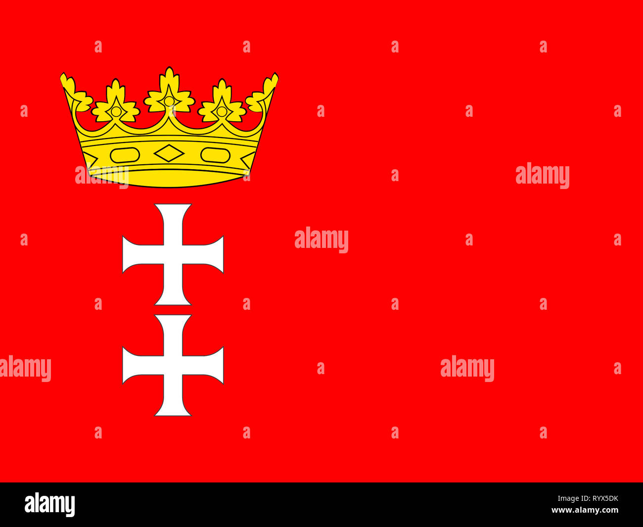 Flagge der polnischen Stadt Danzig - Polen. Stockfoto