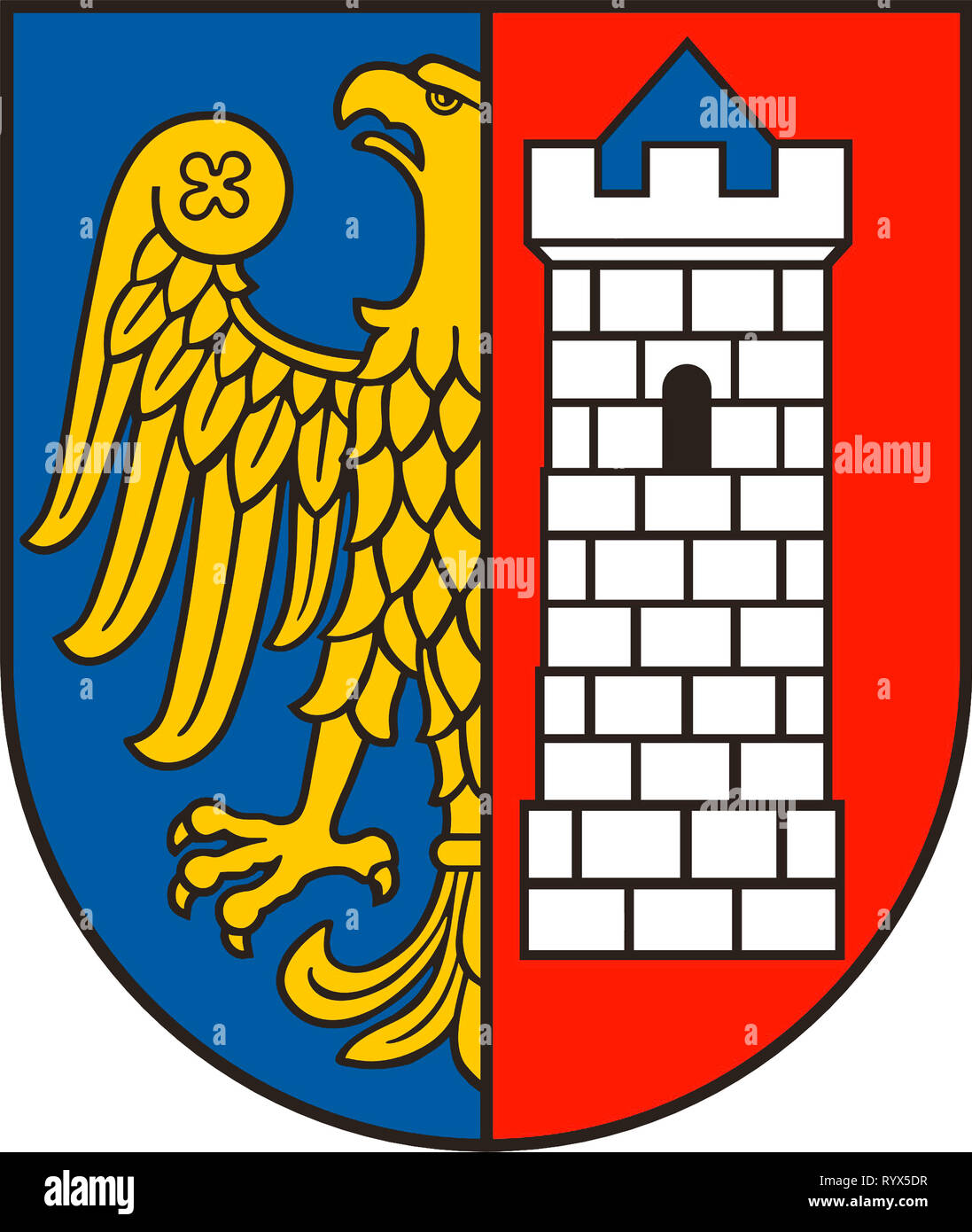 Wappen der polnischen Stadt Gliwice - Polen. Stockfoto