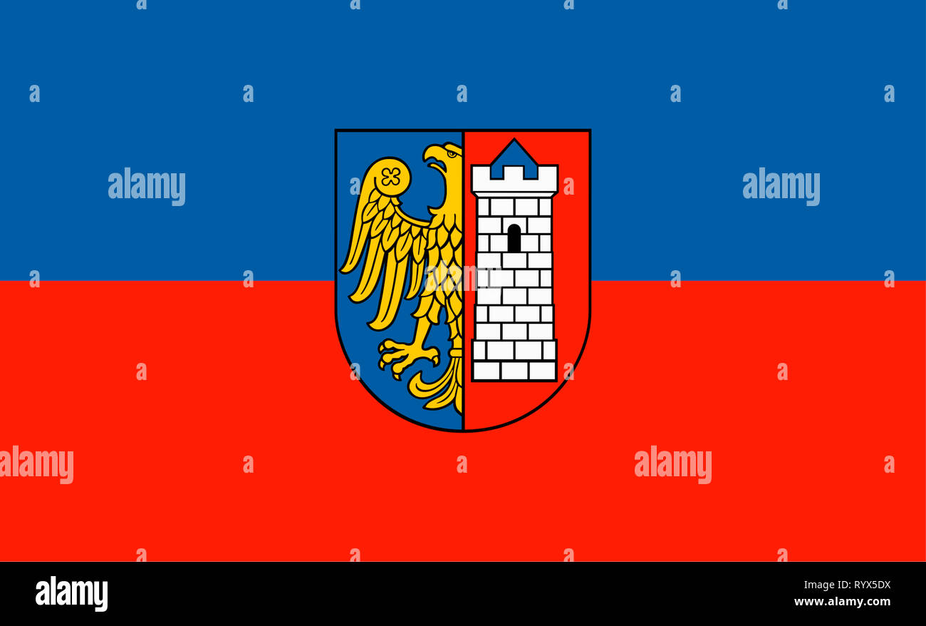 Flagge der polnischen Stadt Gliwice - Polen. Stockfoto