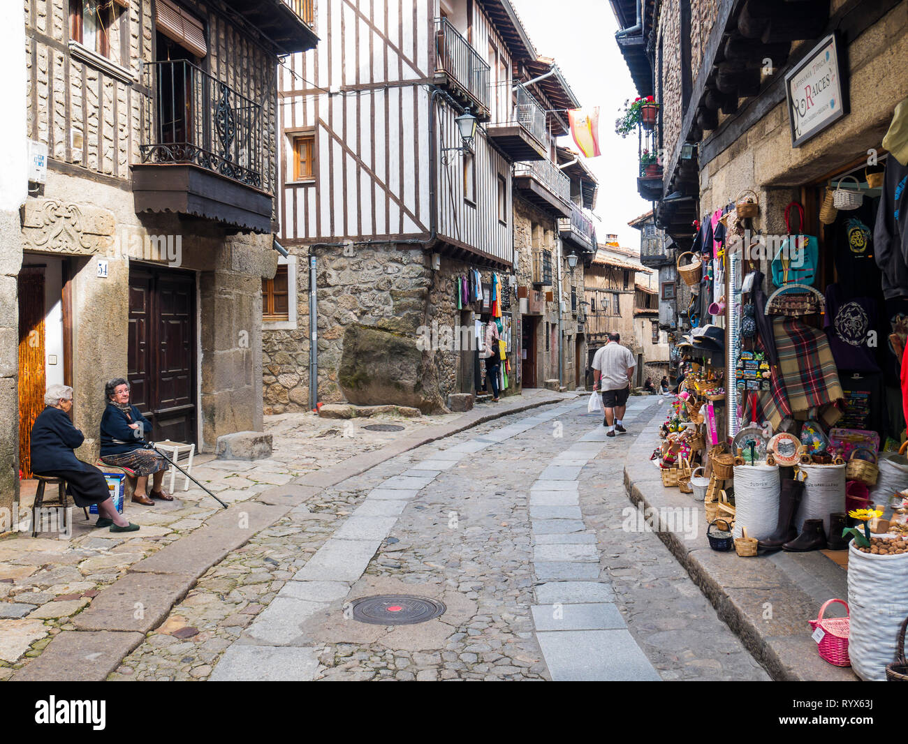 Calle Típica. La Alberca. Sierra de Francia. Salamanca. Castilla León. España. Stockfoto