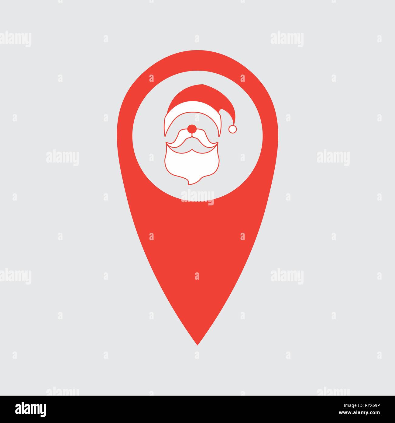Karte pin-Locator - Weihnachten Santa Claus Thema vector Art.-Punkt mit Gesicht Santa Claus 10 eps Stock Vektor