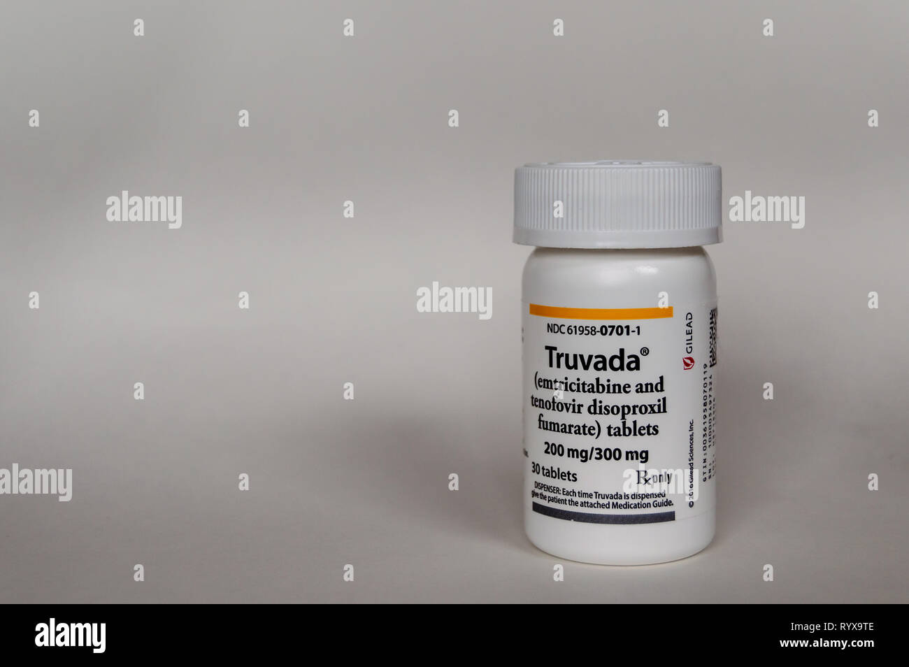 Chicago, USA - 13. März 2019: Truvada oder PrEP verschreibungspflichtige Medikamente zu verhindern und die HIV-Infektion zu behandeln. Die moderne Medizin für chronische Krankheit. Stockfoto