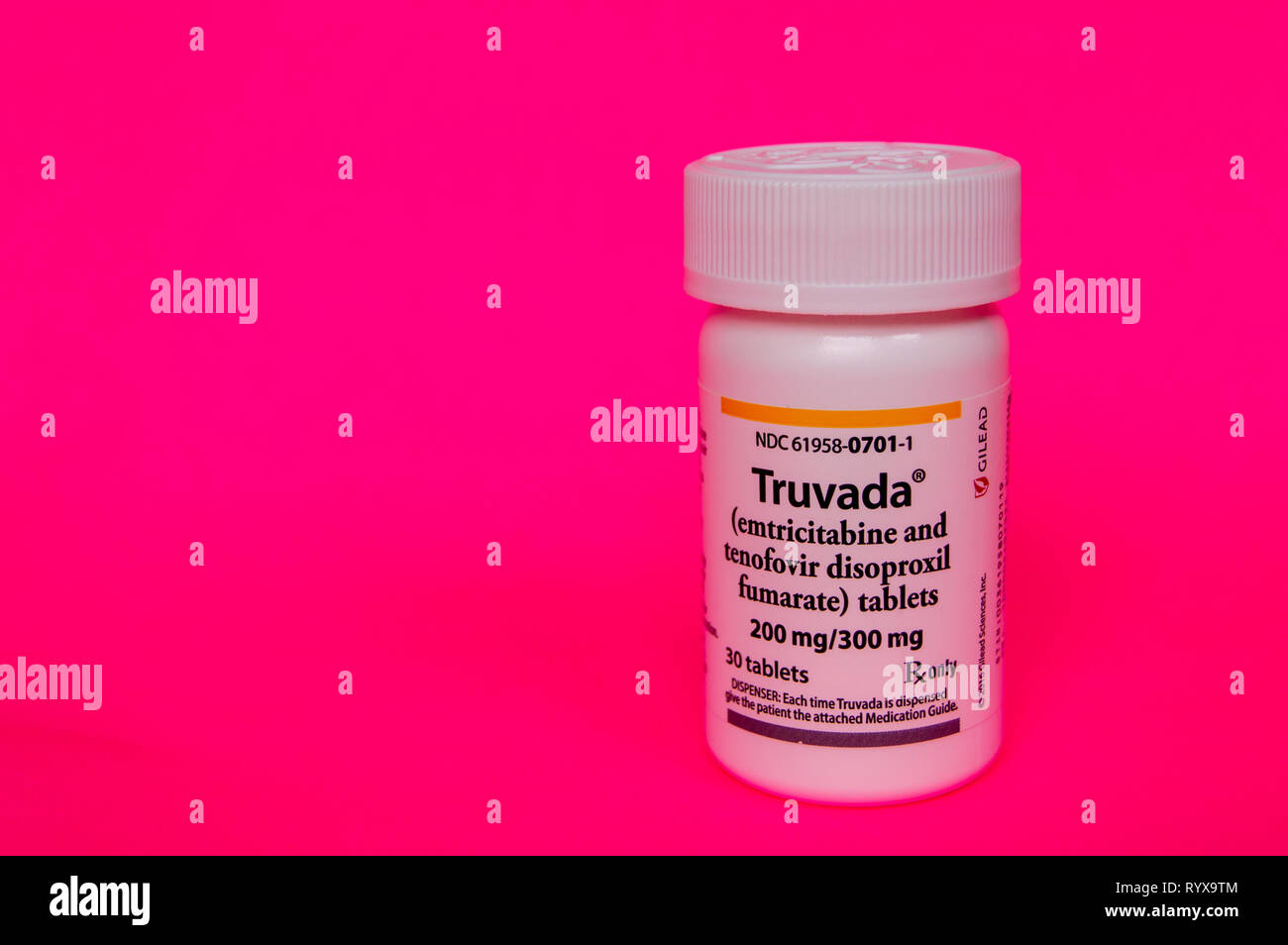 Chicago, USA - 13. März 2019: Truvada oder PrEP verschreibungspflichtige Medikamente zu verhindern und die HIV-Infektion zu behandeln. Es ist einmal täglich genommen. Medizinische. Stockfoto