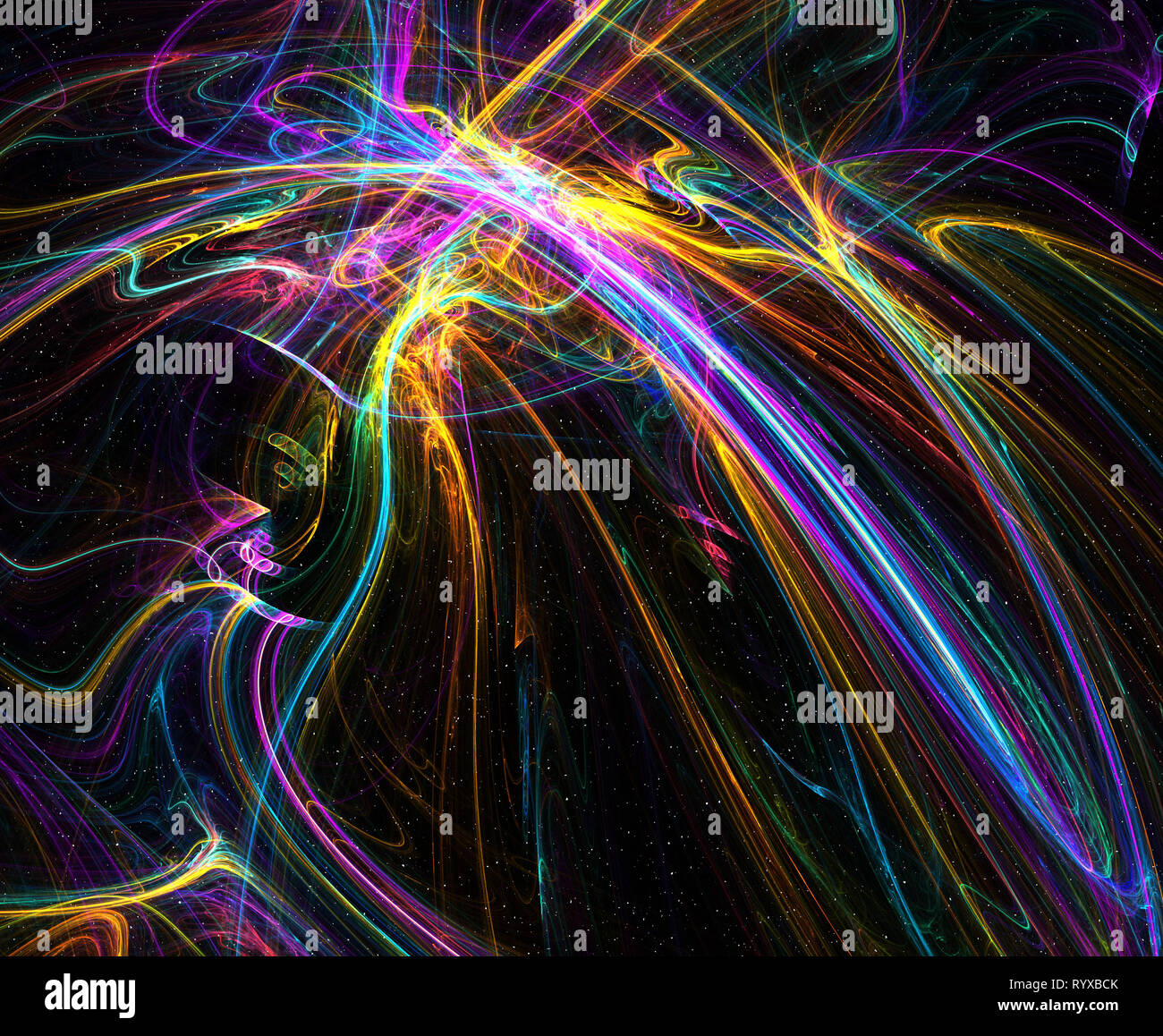 Space Fantasy fusion Licht abstrakt, dunklen Hintergrund, horizontal Stockfoto