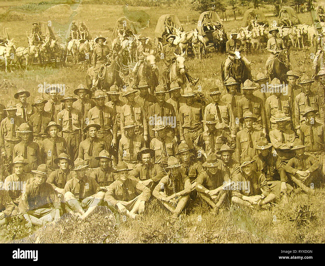 Weite Landschaft gerahmtes Foto des Ersten Weltkrieges Camp Pike 87th Division (Nationale Volksarmee) Cantonment, Little Rock Arkansas 1918. Stockfoto