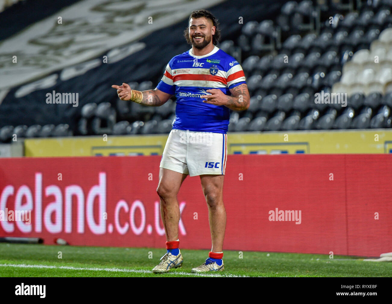 15. März 2019, kcom Stadion, Hull, England; Betfred Super League, Runde 6, Rumpf FC vs Wakefield Trinity; David Fifita (8) Wakefield Trinity Stockfoto