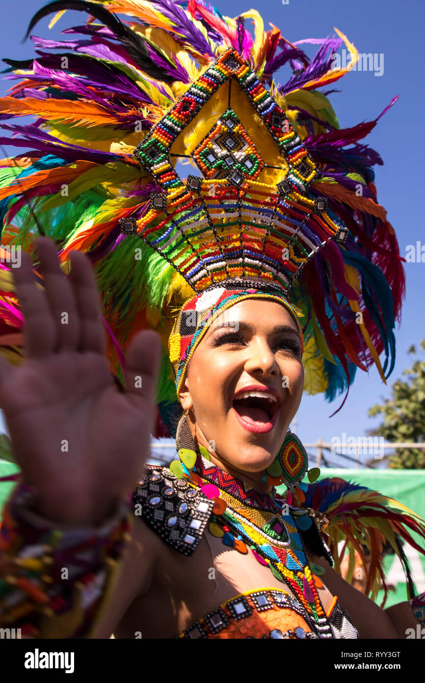 Valeria Abuchaibe Rosales, Königin des Karnevals von Barranquilla 2018. Karneval Sonntag feiert die große Parade der Tradition und Folklore, eine Parade Stockfoto