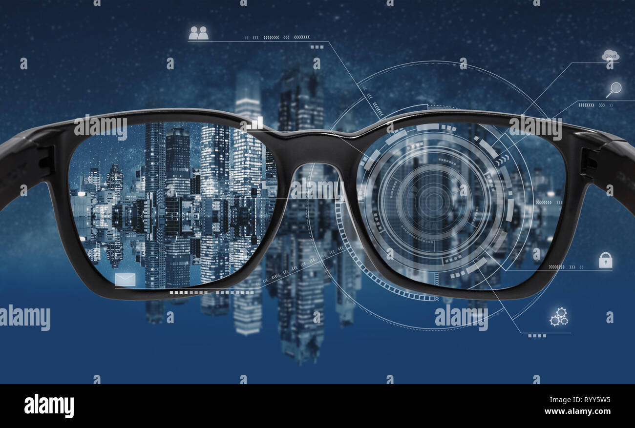 Virtual Reality, Augmented Reality und smart Gläser Technologie Stockfoto