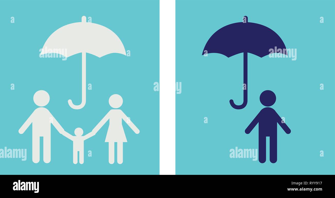 Leben Schutz Icon Design Vektor. Versicherung Familie Symbol Konzept. Symbol Stock Vektor