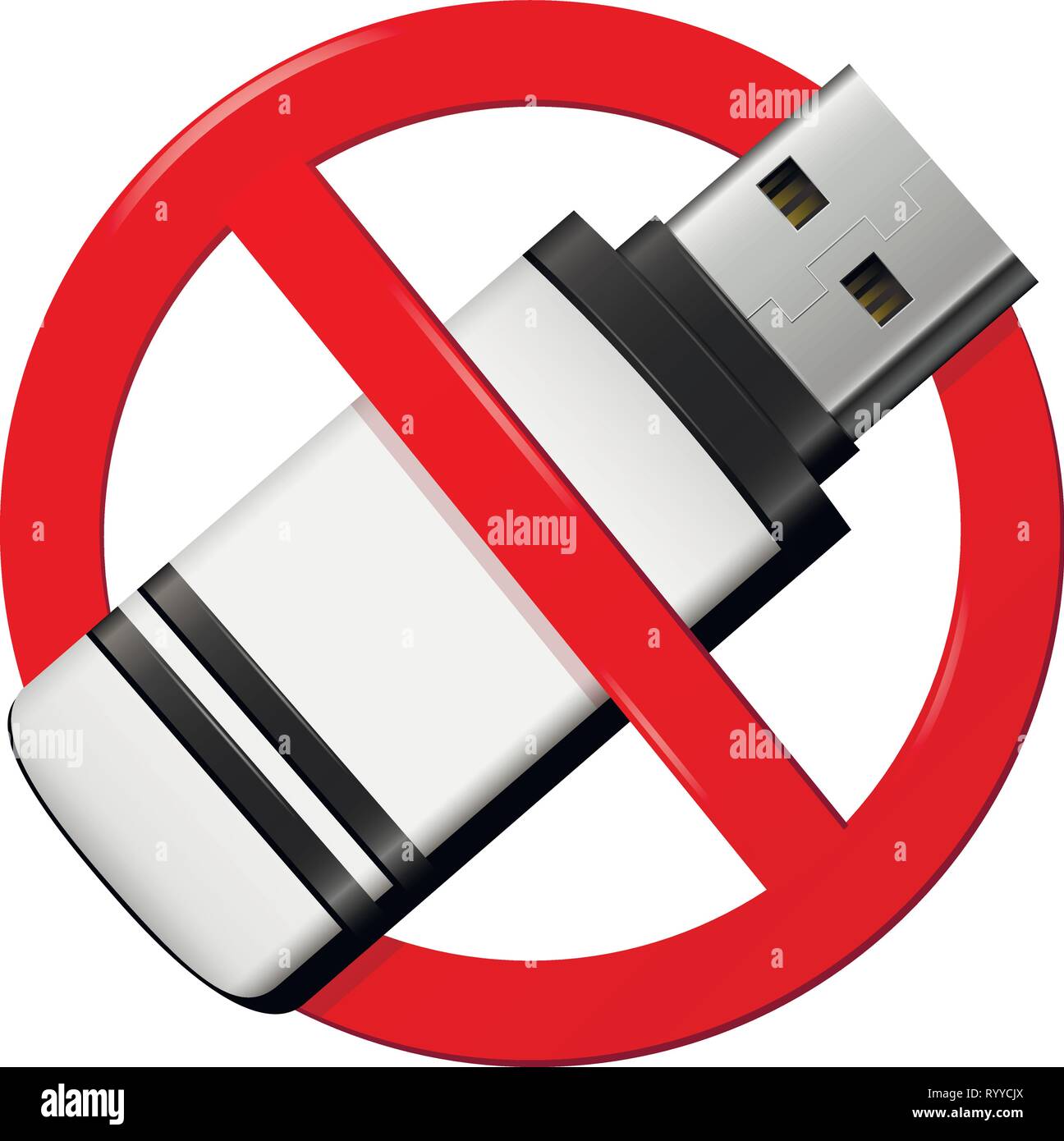 Keine USB-Pen Drive Zeichen auf weißem Hintergrund. Vector Illustration. Stock Vektor