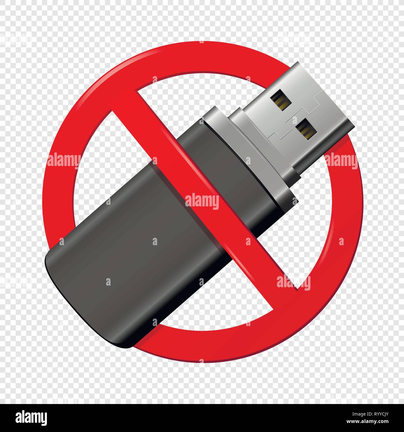 Keine USB-flash drive rote Zeichen auf transparentem Hintergrund isoliert. Vector Illustration. Stock Vektor