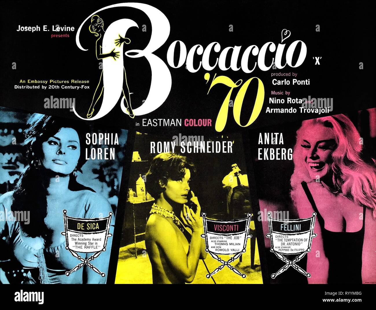SOPHIA LOREN, Romy Schneider, Anita Ekberg, Plakat, Boccaccio 70, 1962 Stockfoto