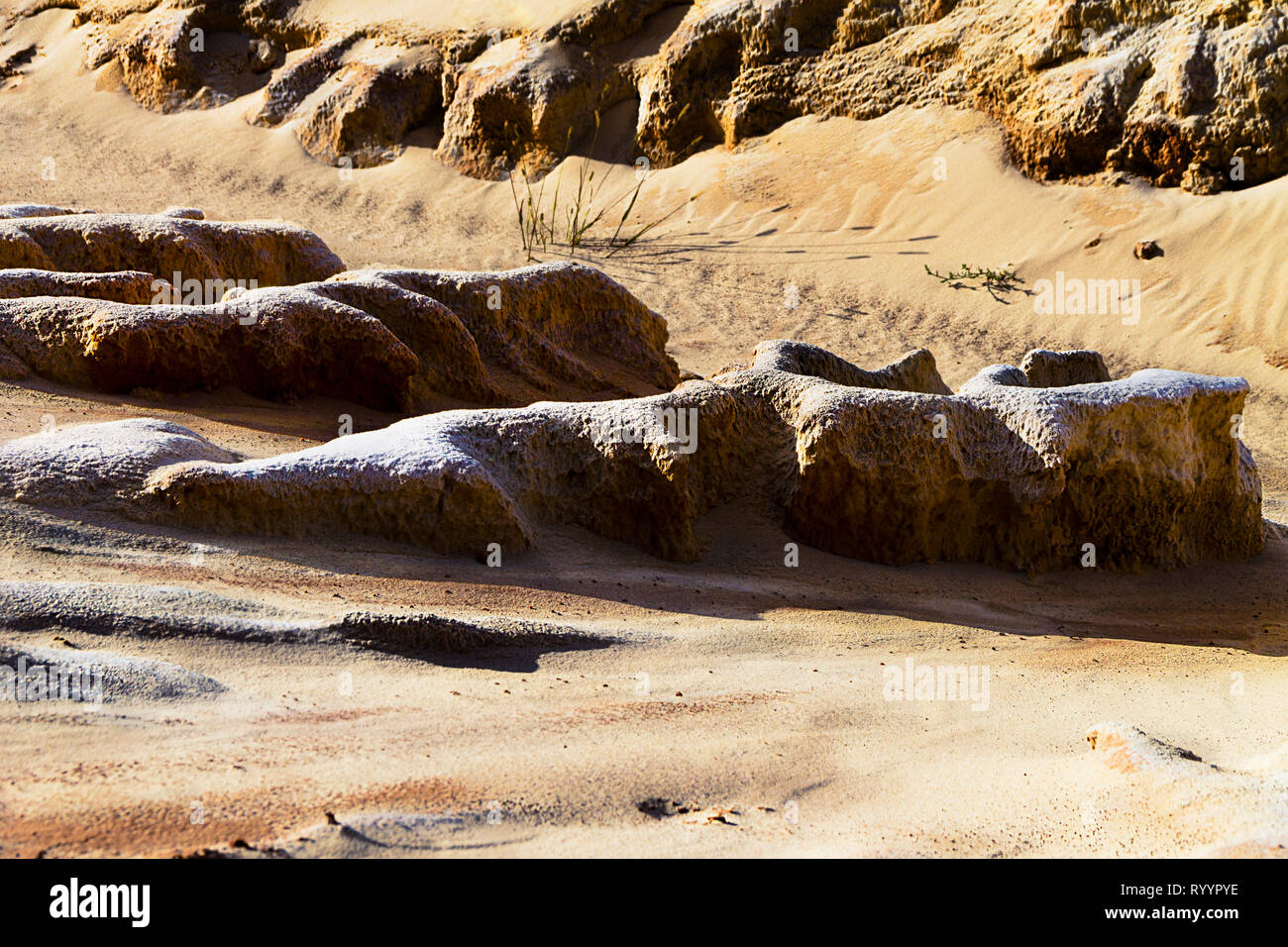 Sand Bildung Textur. Trockenen natürlichen Hintergrund im Sommer Stockfoto