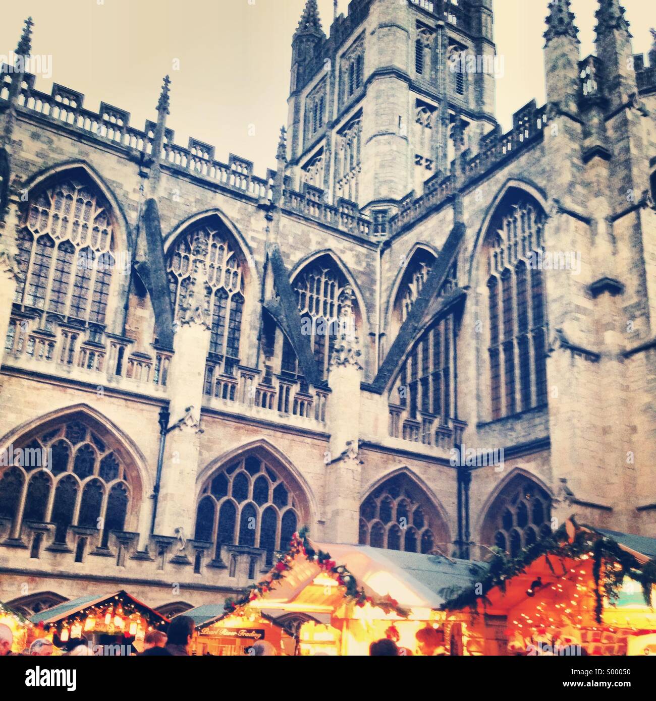 Weihnachtsmarkt Bad und Kathedrale, Somerset, Großbritannien Stockfoto